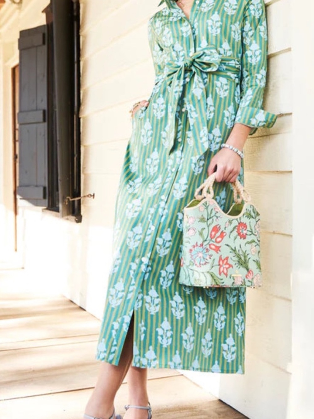 Spartina 449 Marianne Shirt Dress in Hamilton Motif Stripe Large New